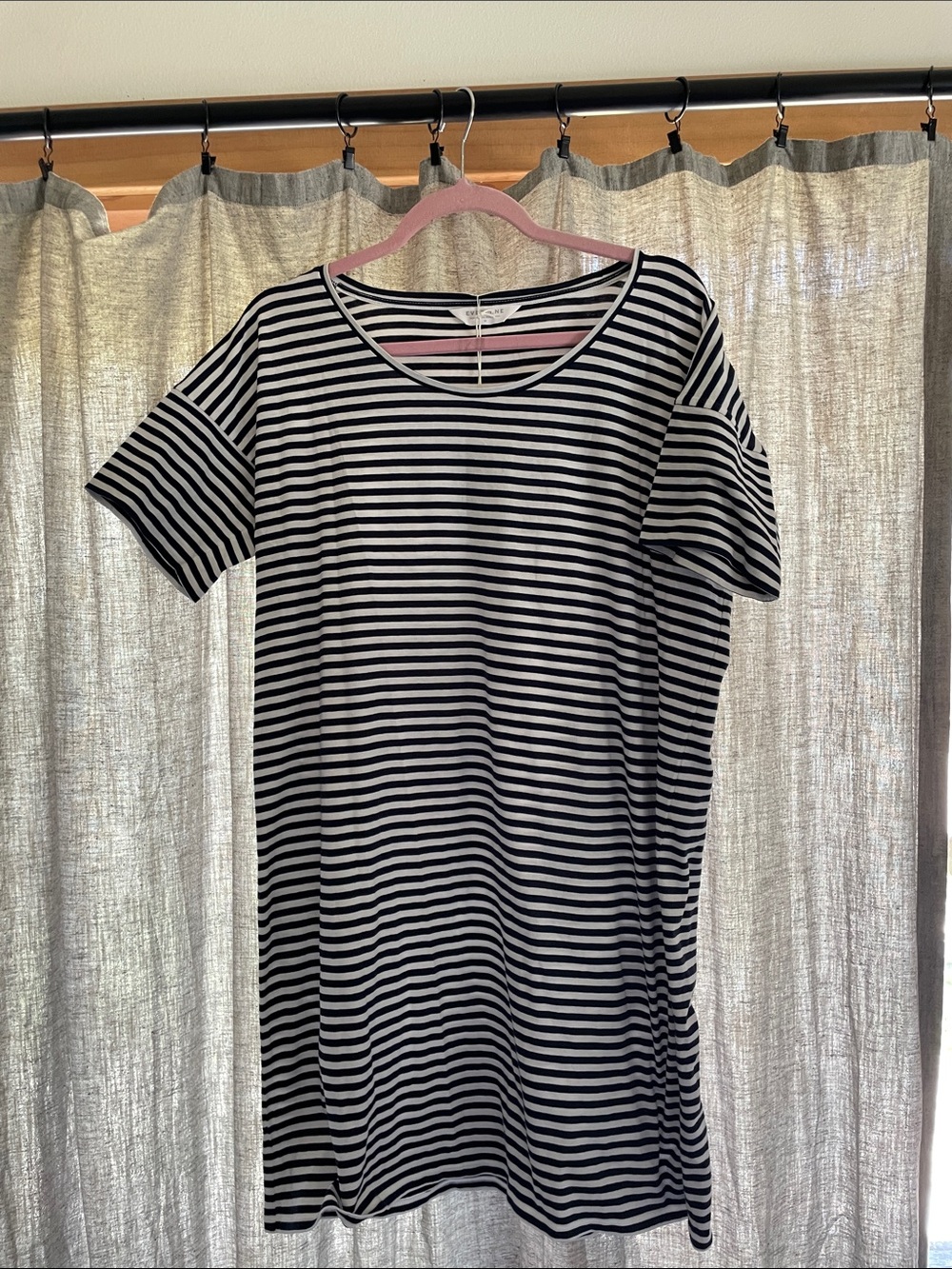 Everlane Black and White Striped T-Shirt Dress